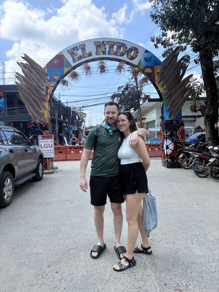 Under the El Nido arch in the Philippines